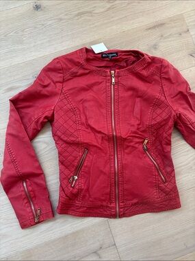 Red faux-Leather jacket